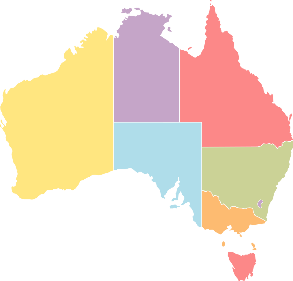 map of australia with borders of states